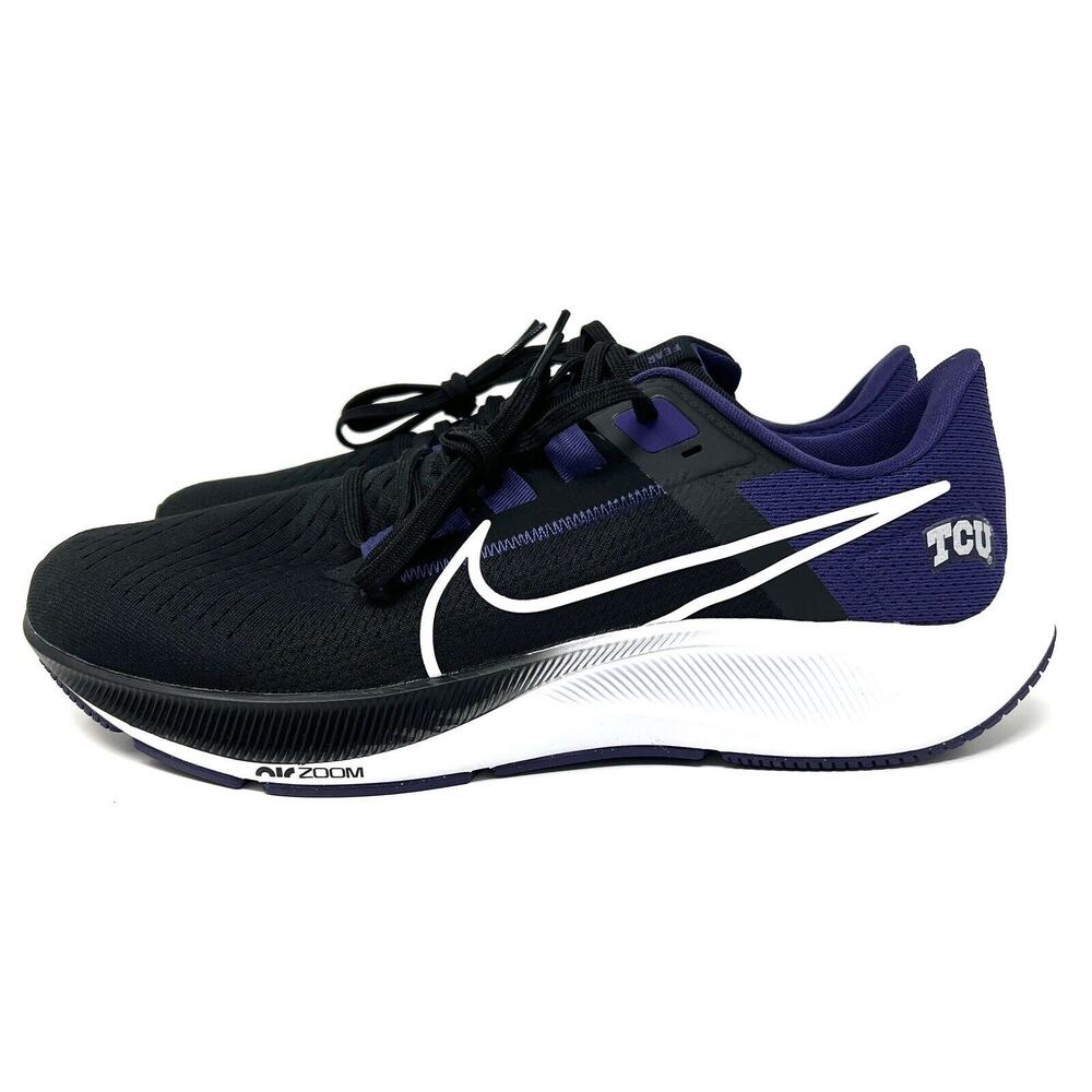 Nike TCU Horned Frogs Air Zoom Pegasus 38 Running Shoe Black DJ0855-001 Size 10